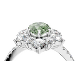 White gold Fancy Green Marquise  Cut Diamond Floral Halo Pave Band with Prong Setting_41