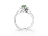 White gold Fancy Green Marquise Cut Diamond Floral Halo Ring with Pavé Band and Prong Setting_10