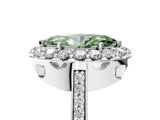 White gold Fancy Green Marquise Cut Diamond Floral Halo Ring with Pavé Band and Prong Setting_12