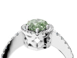 White gold Fancy Green Marquise Cut Diamond Halo Engagement Ring with Pavé Band and Prong Setting_43