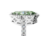 White gold Fancy Green Marquise Cut Diamond Halo Engagement Ring with Pavé Band and Prong Setting_44