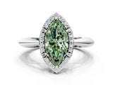 White gold Fancy Green Marquise  Cut Diamond Halo Engagement Ring with Split Shank and Four-Prong Setting_107