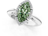 White gold Fancy Green Marquise  Cut Diamond Halo Engagement Ring with Split Shank and Four-Prong Setting_109