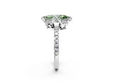 White gold Fancy Green Marquise Cut Diamond Halo Pave Band with Four-Prong Setting_5