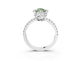White gold Fancy Green Marquise Cut Diamond Halo Pave Band with Four-Prong Setting_6