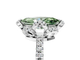 White gold Fancy Green Marquise Cut Diamond Halo Pave Band with Four-Prong Setting_8