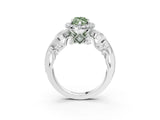 White gold Fancy Green Marquise Cut Diamond Halo Ring with Milgrain Pavé Band and Four-Prong Setting_75