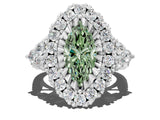 White gold Fancy Green Marquise Cut Diamond Halo Ring with Pavé Band and Four-Prong Setting_50