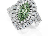 White gold Fancy Green Marquise Cut Diamond Halo Ring with Pavé Band and Four-Prong Setting_51