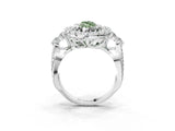 White gold Fancy Green Marquise Cut Diamond Halo Ring with Pavé Band and Four-Prong Setting_53