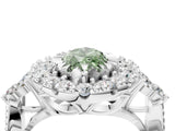 White gold Fancy Green Marquise Cut Diamond Halo Ring with Pavé Band and Four-Prong Setting_57