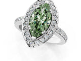 White gold Fancy Green Marquise Cut Diamond Halo Ring with Pavé Band and Prong Setting_13