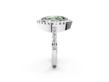 White gold Fancy Green Marquise Cut Diamond Halo Ring with Pavé Band and Prong Setting_14