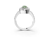 White gold Fancy Green Marquise Cut Diamond Halo Ring with Pavé Band and Prong Setting_15