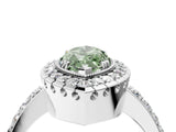 White gold Fancy Green Marquise Cut Diamond Halo Ring with Pavé Band and Prong Setting_16