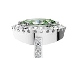 White gold Fancy Green Marquise Cut Diamond Halo Ring with Pavé Band and Prong Setting_17