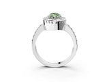 White gold Fancy Green Marquise Cut Diamond Halo Ring with Pavé Band and Prong Setting_3