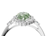 White gold Fancy Green Marquise Cut Diamond Halo Ring with Pear Side Stones and Prong Setting_79