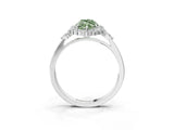 White gold Fancy Green Marquise Cut Diamond Halo Ring with Pear Side Stones and Prong Setting_79
