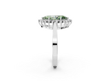 White gold Fancy Green Marquise  Cut Diamond Halo Ring with Round Brilliant Halo and Solitaire Band_139
