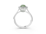 White gold Fancy Green Marquise  Cut Diamond Halo Ring with Solitaire Band and Prong Setting_56
