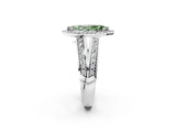 White gold Fancy Green Marquise Cut Diamond Halo Ring with Split Shank Pavé Band and Four-Prong Setting_14