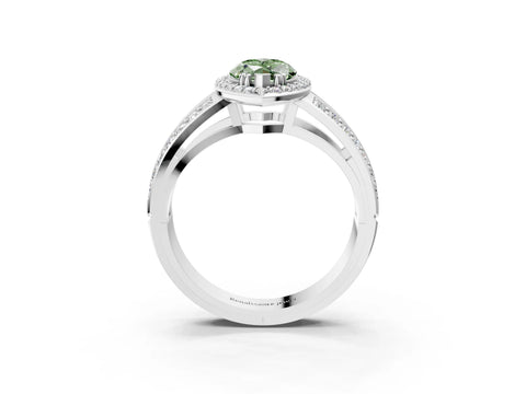 White gold Fancy Green Marquise Cut Diamond Halo Ring with Split Shank Pavé Band and Four-Prong Setting_21