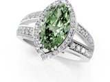 White gold Fancy Green Marquise Cut Diamond Halo Ring with Split Shank Pavé Band and Four-Prong Setting_37
