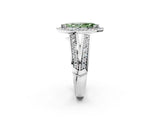 White gold Fancy Green Marquise Cut Diamond Halo Ring with Split Shank Pavé Band and Four-Prong Setting_38