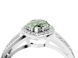 White gold Fancy Green Marquise Cut Diamond Halo Ring with Split Shank Pavé Band and Four-Prong Setting_40