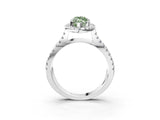 White gold Fancy Green Marquise Cut Diamond Halo Ring with Split Shank Pavé Band and Prong Setting_81