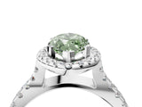 White gold Fancy Green Marquise Cut Diamond Halo Ring with Split Shank Pavé Band and Prong Setting_82