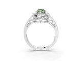 White gold Fancy Green Marquise Cut Diamond Halo Ring with Split Shank and Bezel Accents and Prong Setting_3