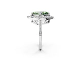 White gold Fancy Green Marquise Cut Diamond Halo Ring with Split Shank and Four-Prong Setting_69
