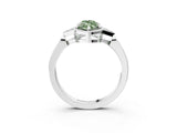 White gold Fancy Green Marquise Cut Diamond Halo Ring with Tapered Band and Four-Prong Setting_22