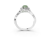 White gold Fancy Green Marquise Cut Diamond Halo Ring with Vintage Split Shank and Four-Prong Setting_89