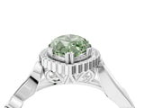 White gold Fancy Green Marquise Cut Diamond Halo Ring with Vintage Split Shank and Four-Prong Setting_90