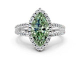 White gold Fancy Green Marquise Cut Diamond Halo Split Shank Engagement Ring_51