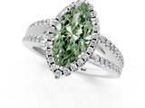 White gold Fancy Green Marquise Cut Diamond Halo Split Shank Engagement Ring_52