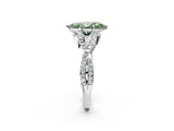 White gold Fancy Green Marquise Cut Diamond  Halo Twist Band Solitaire Prong Setting Ring_14