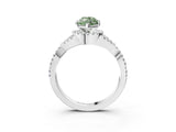 White gold Fancy Green Marquise Cut Diamond  Halo Twist Band Solitaire Prong Setting Ring_15