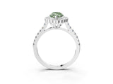 White gold Fancy Green Marquise  Cut Diamond Milgrain Floral Halo Engagement Ring with Pavé Band_18