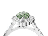 White gold Fancy Green Marquise  Cut Diamond Milgrain Floral Halo Engagement Ring with Pavé Band_19