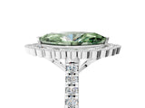 White gold Fancy Green Marquise  Cut Diamond Milgrain Floral Halo Engagement Ring with Pavé Band_20
