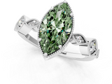 White gold Fancy Green Marquise  Cut Diamond Milgrain Marquise Band with Prong Setting_4