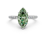 White gold Fancy Green Marquise  Cut Diamond Pavé Band Ring with Four-Prong Setting_24