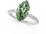 White gold Fancy Green Marquise  Cut Diamond Pavé Band Ring with Four-Prong Setting_25