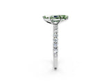 White gold Fancy Green Marquise Cut Diamond Pavé Band Solitaire Ring with Prong Setting_124