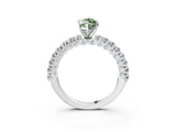 White gold Fancy Green Marquise Cut Diamond Pavé Band Solitaire Ring with Prong Setting_125