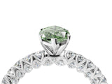 White gold Fancy Green Marquise Cut Diamond Pavé Band Solitaire Ring with Prong Setting_126